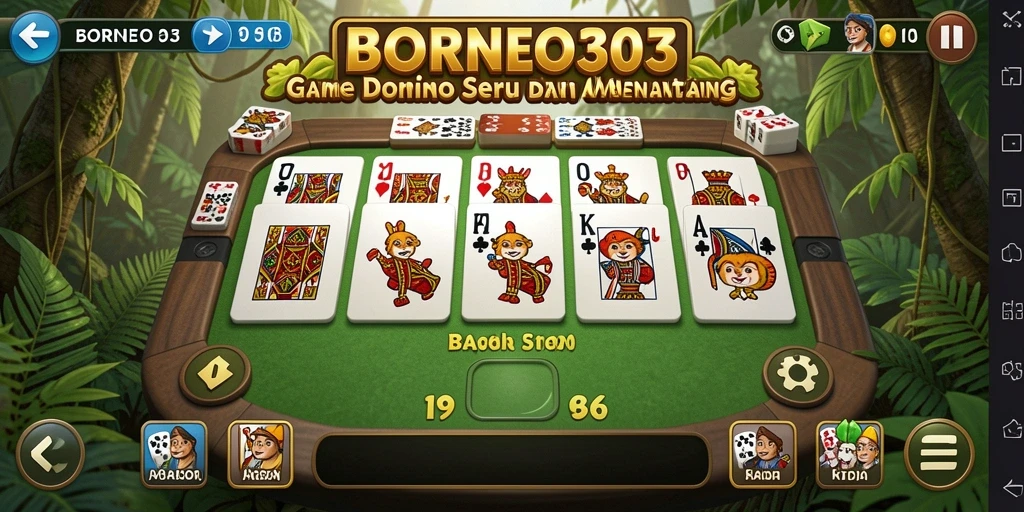 Tampilan permainan Domino yang seru dan interaktif di BORNEO303.