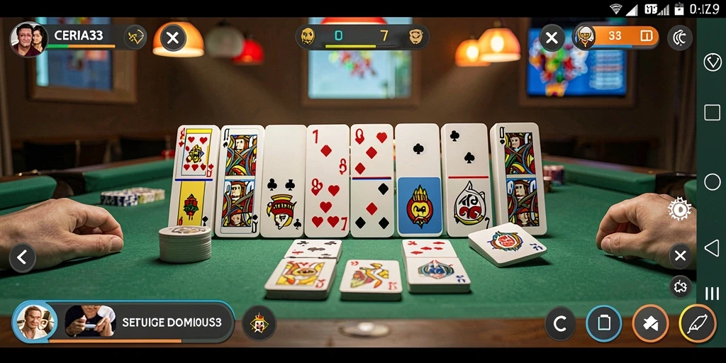 Tampilan seru gameplay Domino di CERIA33 yang penuh tantangan.