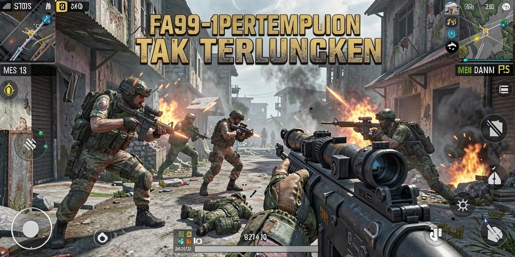 Tangkapan layar menunjukkan aksi pertempuran mendebarkan dalam FA99.