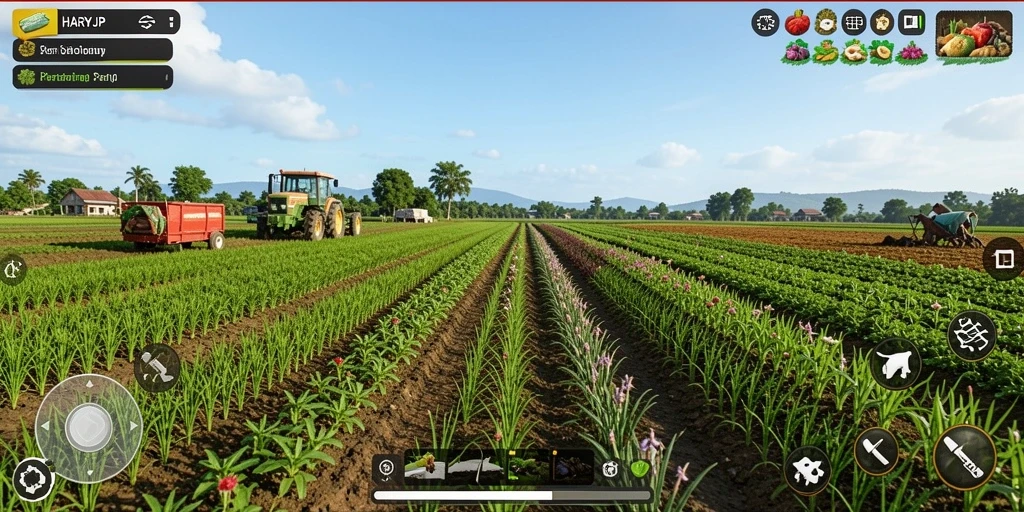 Gameplay seru di HARAPJP dengan bertani dan merawat tanaman.
