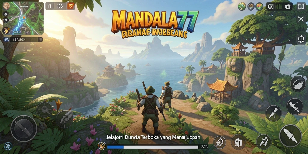 Tampilan gameplay MANDALA77 yang menakjubkan di dunia terbuka.