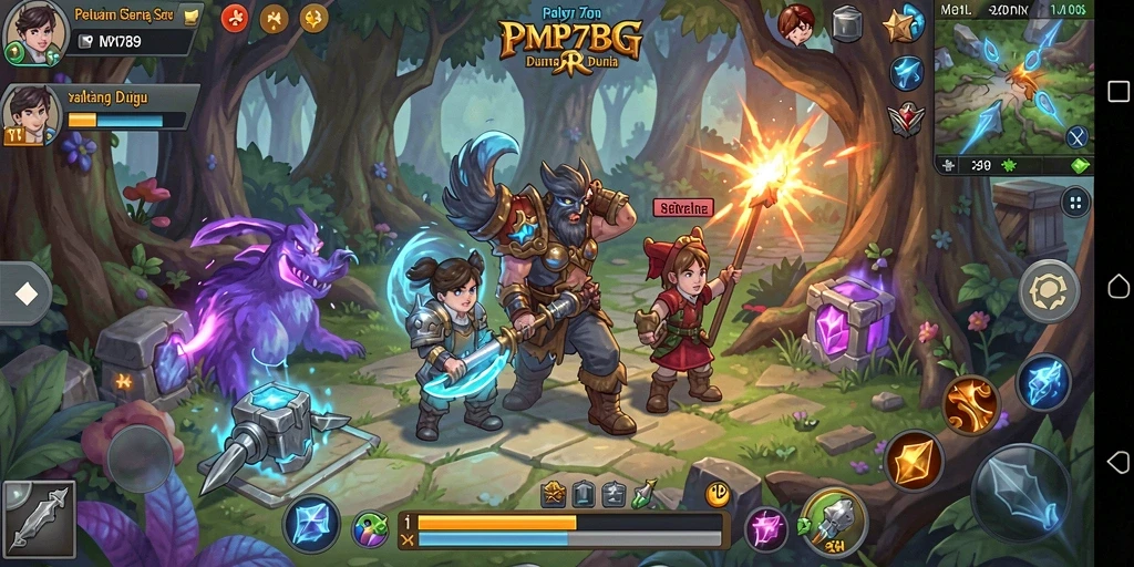 Tangkapan layar utama MVP789 menampilkan pertarungan epik dalam dunia RPG.