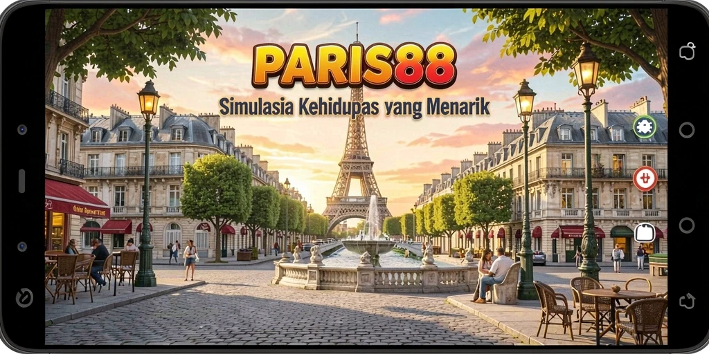 Tangkapan layar utama PARIS88 menampilkan gameplay simulasi kehidupan di Paris.