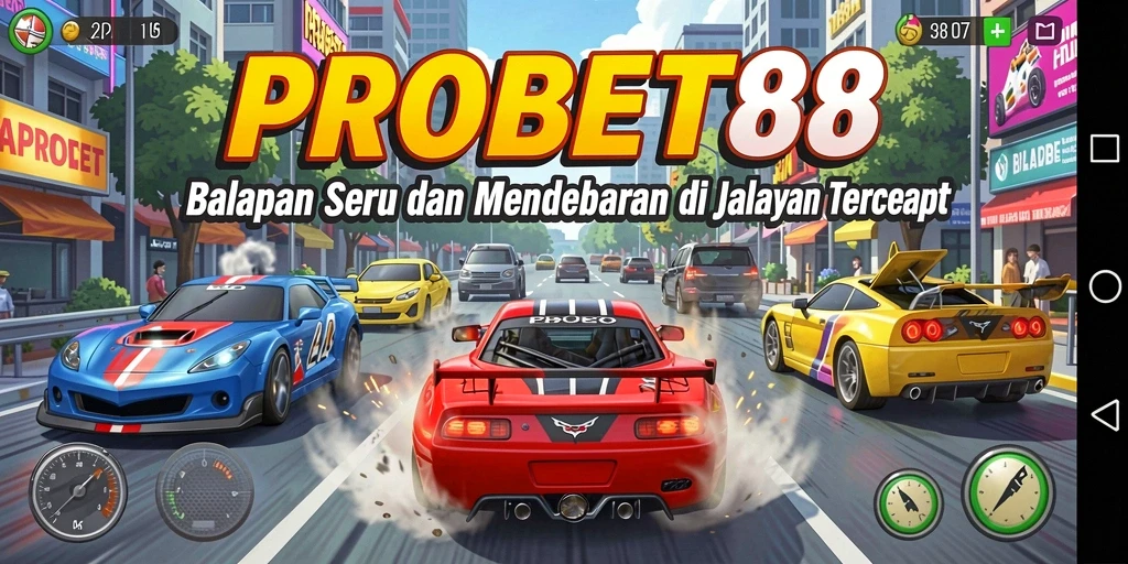 Tampilan gameplay Racing PROBET88 dengan aksi balapan yang seru.
