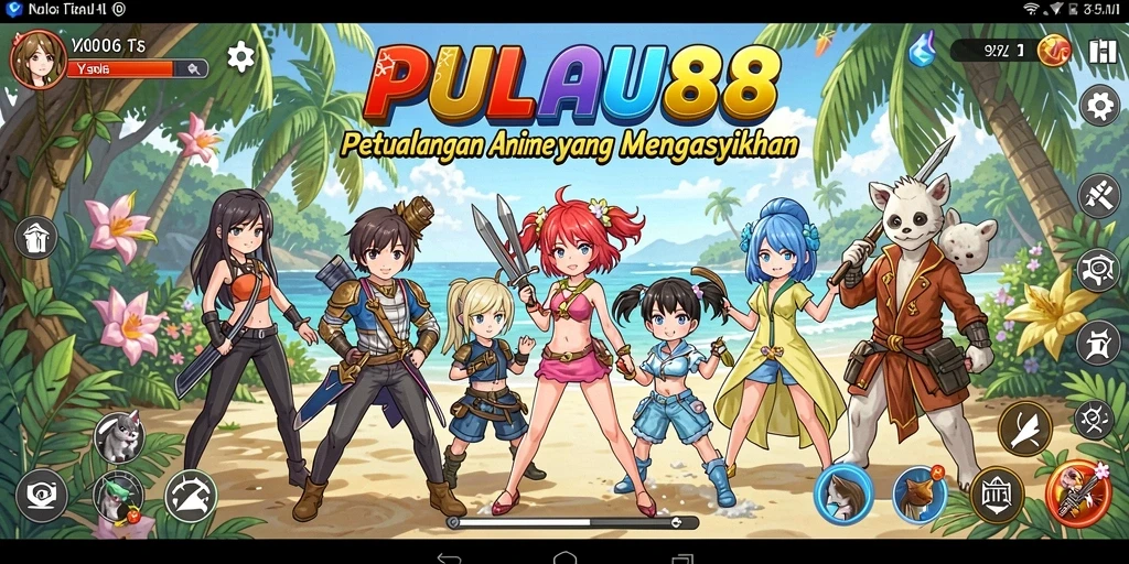 Tampilan gameplay PULAU88 yang menampilkan karakter Anime beraksi.